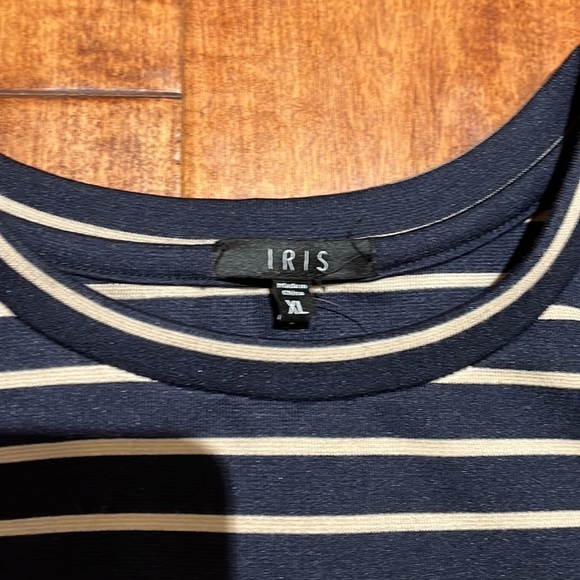 NWOT  IRIS black and cream Stripes size XL body cone stretch dress - Picture 5 of 11